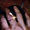 Ring with real fuchsia flower