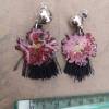 Earrings with real knautia flowers