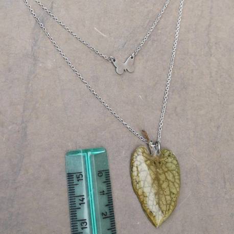 Necklace with real brunnera leaf